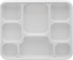 8 Compartment White Disposable Party Thali Plates (100 Pack)