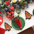 CALLARON 2Pcs Christmas Serving Dishes, Christmas Serving Platter, Tree Shape Ceramic Appetizer Trays, Porcelain Snack Platter, Party Decorative Candy Tray for Xmas Holiday 5 x 4 inch