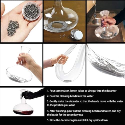 300Pcs Decanter Cleaning Beads, 4mm Reusable Cleaning Beads for Bottles and Wine Decanters Stainless Steel Cleaning Beads Wine Tea Stains Decanter Cup Bottle Hookah Carafe and Vase Cleaning Ball