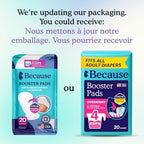 Because Overnight Booster Pads Fit All Adult Diapers, Helps Keep Your Adult Diaper Active All Night, Adds 4 Cups to Incontinence Underwear, Extra Absorbency, 22 Count (Packaging May Vary)