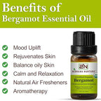 Bergamot Essential Oil, USDA Certified Organic, 100% Pure Undiluted, Aromatherapy Oil for Diffuser, Hair & Skin Care