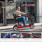 Mobility Scooter Folding Power Wheelchair, 4 Wheel Foldable Electric Scooter for Seniors, Easy to Use Operate and Foldable,Heavy Duty 418 LBS,22 Mile Range Large Size