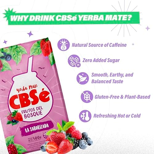 CBSé Yerba Mate Forest Fruits – Fruity Loose Leaf Yerba Mate Tea Blend, 500 g (1.1 lb), Naturally Caffeinated, Gluten‑Free.