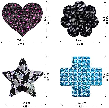 Glitters Pasties Rave Pack Nipple Covers Stickers Disposable Sticky Breast Petals Bra for Women Rave Outfit Party