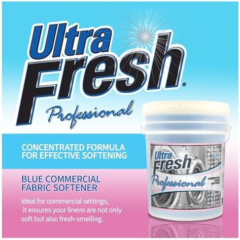Ultra Fresh Professional 5 Gal Fabric Softener for Commercial Washing Machines, Liquid Laundry Softener, Up to 640 Loads, Blue Spring Fresh Fragrance