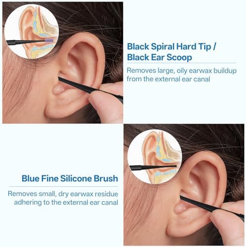 12 Pcs Double Sided Head Ear Wax Removal Tool, Spiral Soft Silicone Ears Cleaning Kit Reusable Safe Ears Scratcher Scoop Tool Ear Picker Flexible Earwax Cleaners for Olders Adult Kids