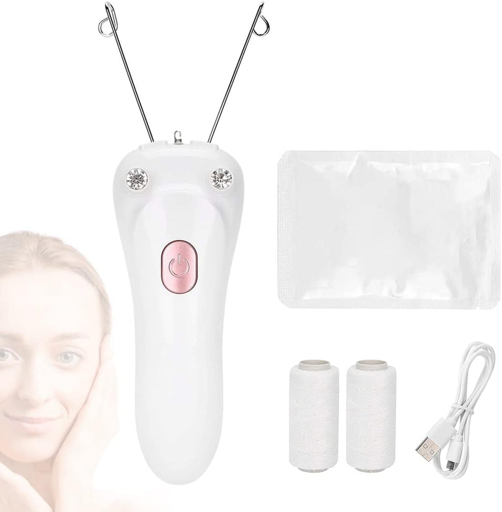 Facial Hair Remover, Electric Women Cordless Facial Threading Epilator Ladies Beauty Hair Remover USB Rechargeable Facial Trimmer Cotton Threading Hair Shaver
