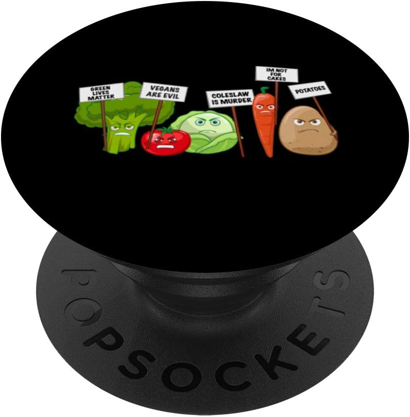 Funny Vegan Vegetables & Fruits Protesting Against Vegans PopSockets Swappable PopGrip