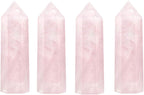 Luckeeper Healing Crystal Wands | 2" Rose Quartz Crystal Points 6 Faceted Reiki Chakra Meditation Therapy 4 PCS
