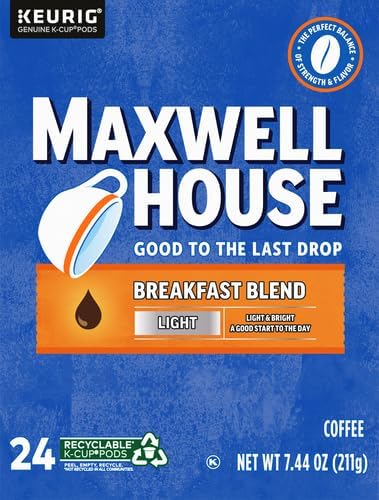 Maxwell House Breakfast Blend Light Roast K-Cup® Coffee Pods,. Box,(Pack of 48)