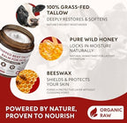 RICHGRAND Beef Tallow for Skin - Whipped Tallow and Honey Balm - Grass Fed Beef Tallow for Face, Daily Moisturizer & Body Butter - Natural Non Comedogenic Skincare (4.3 oz)