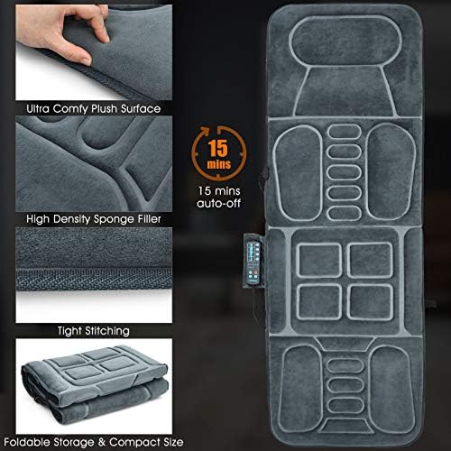 ERGOMASTER Massage Mat with 10 Vibrating Motors Heating Pad Full Body Massager Pad Cushion for Relieving Neck, Back, Waist, Legs (Massager mat-fi01)