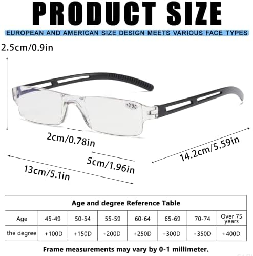 Viseng 3 pairs of reading glasses, blue light blocking glasses, computer reading glasses for men and women, fashionable rectangular one-piece glasses frame+2.5