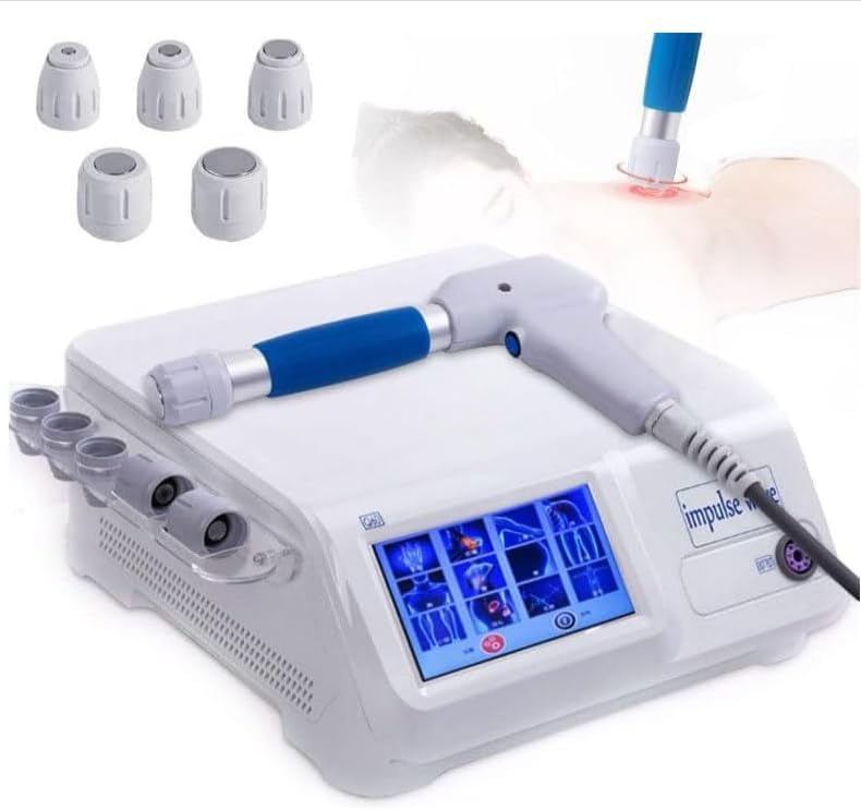 Extracorporal Shock Wave Therapy Machine E-D Shockwave Therapy Machine Body Massager for Pain Relief Massage Acoustic Shock Wave Device with 5 Massage Heads