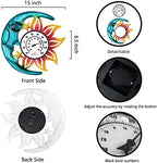 Large Number Indoor Outdoor Thermometer, Celestial Sun and Moon Decor Wall Thermometer for Patio, Outside, Inside, Home, Garden, Room, Window, Greenhouse (15")
