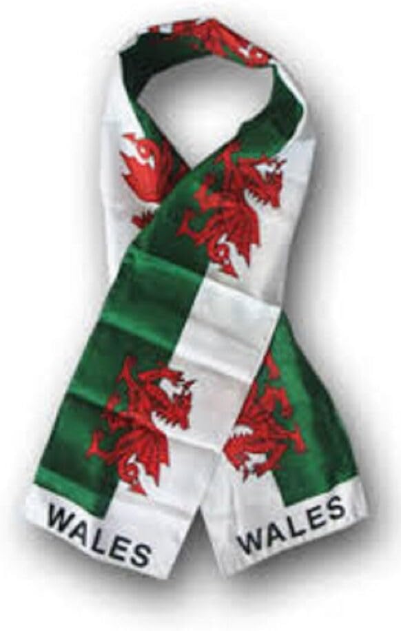 Wales Welsh Country Lightweight Flag Printed Knitted Style Scarf 8"x60"