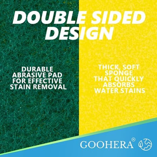 Heavy Duty Scrub Sponge for Cookware, Dual-Sided Cleaning Pot Scrubber, Odorless, Long-Lasting, Kitchen and Dishwashing Essential, Large & Thick 4 x 2.8 x 1.5 Inches, 6 Pack