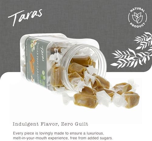 Taras Gourmet Sugar Free Caramels | All Natural Candy | Creamy & Individually Wrapped with Real Butter (20 oz)