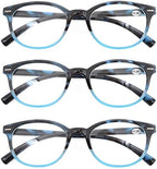 MODFANS Reading Glasses 1.25 Women 3 Pack Spring Hinge Fashion Round Stylish for Reading with Pouch