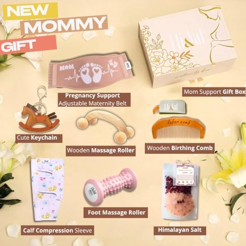 New Mom Pregnancy Care Package Basket – First Time Mom Essentials | Mom to Be & Expecting Mother Day Gifts | 1st 2nd 3rd Trimester Care Kit | Maternity Belly Support Belt