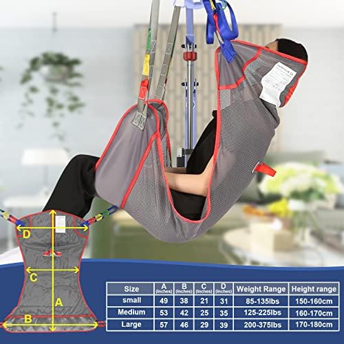 Universal Full Body Patient Lift Sling, Mesh U-Shape Transfer Sling for Toileting & Showering, Divided Leg Design, Compatible with Most Patient Hoist Lifts, 500 lb Capacity (Small)
