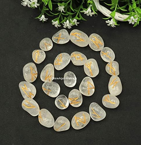 Amazing Gemstone Clear Quartz Runes Crystal Runes Set of 25 Engraved Rune Stones with Runes Book PDF