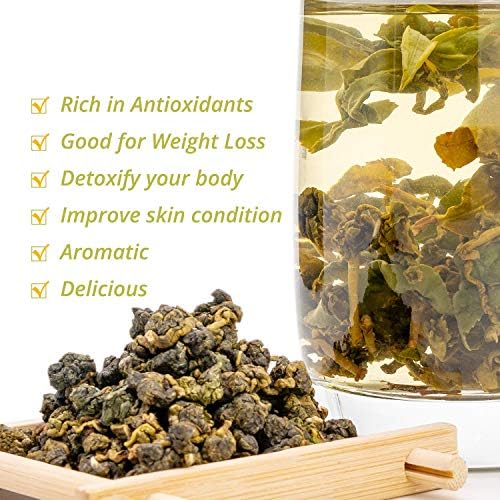 Oriarm Jasmine Oolong Tea Loose Leaf - Jasmine Flavored Taiwan Oolong Green Tea Leaves - 100g (3.53oz) Zip-lock Resealable Bag