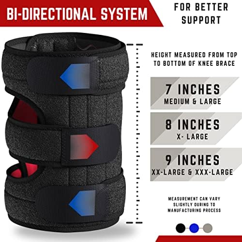 TechWare Pro Knee Brace Support - Knee Braces for Knee Pain. Relieves ACL, LCL, MCL, Meniscus Tear, Arthritis, Tendonitis Pain. Dual Stabilizers Non Slip Neoprene. Adjustable Bi-Directional Straps -5 Sizes