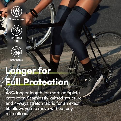 Vital Salveo Long Compression Knee Sleeve,Stiffness, Fatigue Relief, Circulation, Germanium Recovery for Women and Men, 3D Knit Breathable for Basketball, Sports, and Daily Wear (1 PC) S