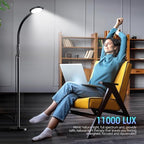 Happy Light Therapy lamp 11000 Lux, LED UV-Free Sunlight lamp,Full Spectrum Happy Therapy lamp with 10 Adjustable Brightness Levels, 2 in 1 Retractable Floor Sad Lamp (Black)