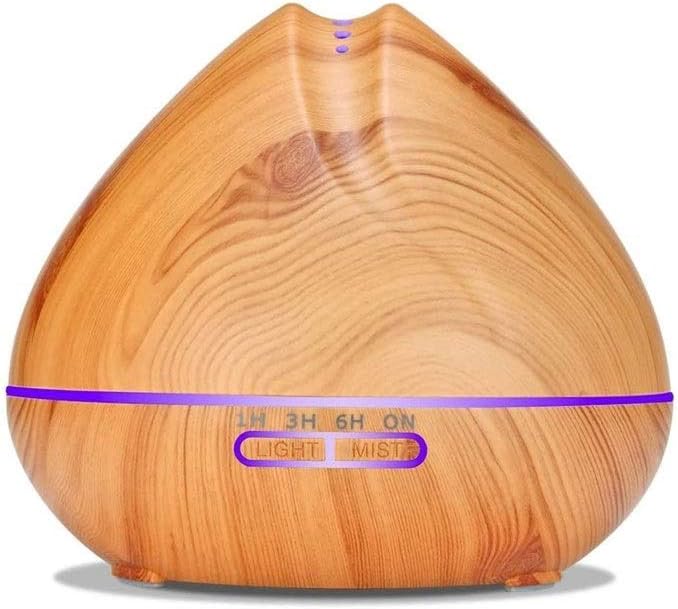 Essential Oil Diffusers, 500ml Diffuser, 7 Color LED Light, Timer Adjustable and Waterless Auto Shut-Off, Wood Grain Cool Mist Aromatherapy Humidifier for Home Yoga Office