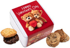 Carolina Cookie Company Valentine Teddy Bear Cookie Tin - 12 Gourmet Fresh Baked Cookies Gift Box - Romantic Sweet Treats for Valentine’s Day, Couples, Family, and Friends