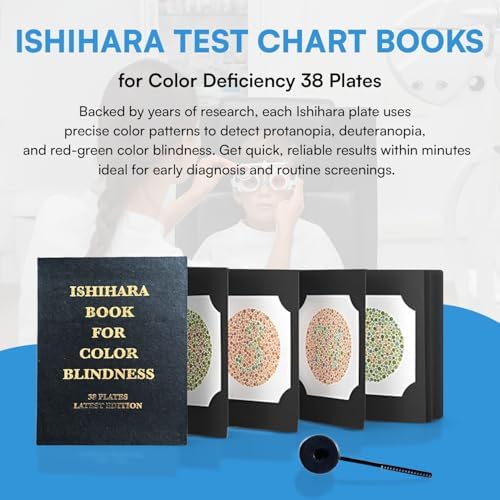 Ishihara Test Chart Books for Color Deficiency 38 Plates with User Manual and One Eye Occluder.