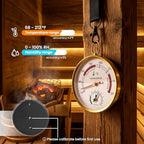 Sauna Thermometer Fahrenheit, 2-in-1 Thermometer and Hygrometer, Precision Temperature Gauge & Thermostat for Portable Steam Sauna Box, Home Infrared Indoor Use Essential Accessory