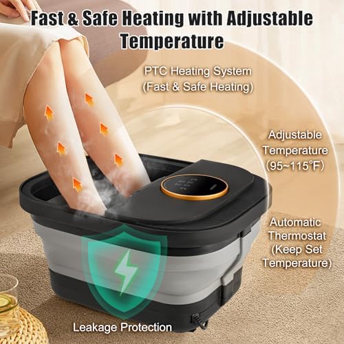Foot Spa Bath Massager with Heat, Bubble, Temperature Control, Remote Control, Touchscreen, Pumice Stone, Pedicure Foot Spa Gift for Man Women Mother Father (Plus Size)