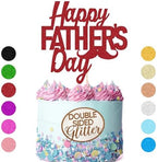 Happy Fathers Day Cake Topper 11 Colours Fathers Day Decorations Double Sided Glitter Cake Decoration Fathers Day for Men Dad (Red)