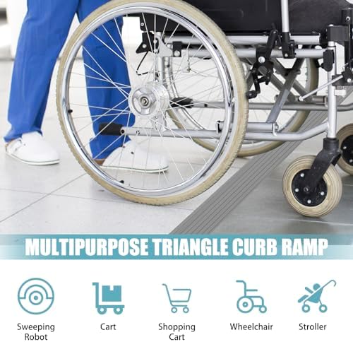 Threshold Ramps for Doorways, 0.4" Rise Rubber Door Threshold Ramp Self-Adhesive Ramps, is Adjustable and Cuttable for Sweeper Wheelchair Stroller Scooter Reducer Ramp (Gray, 2/5"height - 6.6Ft Long)