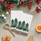 Horaldaily 100 Christmas Disposable Paper Decorative Guest Napkins, Christmas Pine Tree Snow Hand Towel for Party Lunch Dinner Kitchen Bathroom
