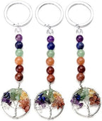 PESOENTH Cute Life Tree 7 Chakra Crystal Gemstone Beaded Keychain Healing Stones Key chain for Women Key Chain For Car Keys Purse Charms Handbag Backpack Accessories
