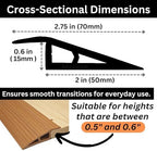 1/2" to 3/5" Height Threshold Ramp - Rubber Threshold, Floor Transition Strip, Door Strip, Wheelchair Ramp, Carpet to Tile Strip (Light Brown Coffee, 40 inches)