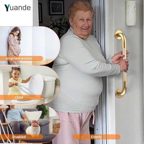 4 Pack 20 Inch Shower Grab Bar, YuanDe Gold Bathroom Grab Bar Handle w/Anti-Slip Knurled Grip, Stainless Steel Bath Balance Bar, 1.25" Diameter Safety Hand Rail Support,Handicap Injury Elderly Senior