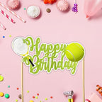 "Tennis Happy Birthday Cake Topper – Sports Theme Party Supplies – Fun and Unique Tennis Racket and Ball Cake Decoration for Teens, and Adults – Perfect for Sports Lovers and Birthday Celebrations"