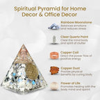 Rainbow Moonstone Orgone Pyramid – Handcrafted Healing Crystal for Positivity, Strength, Meditation, Yoga, Reiki & Chakra Balancing