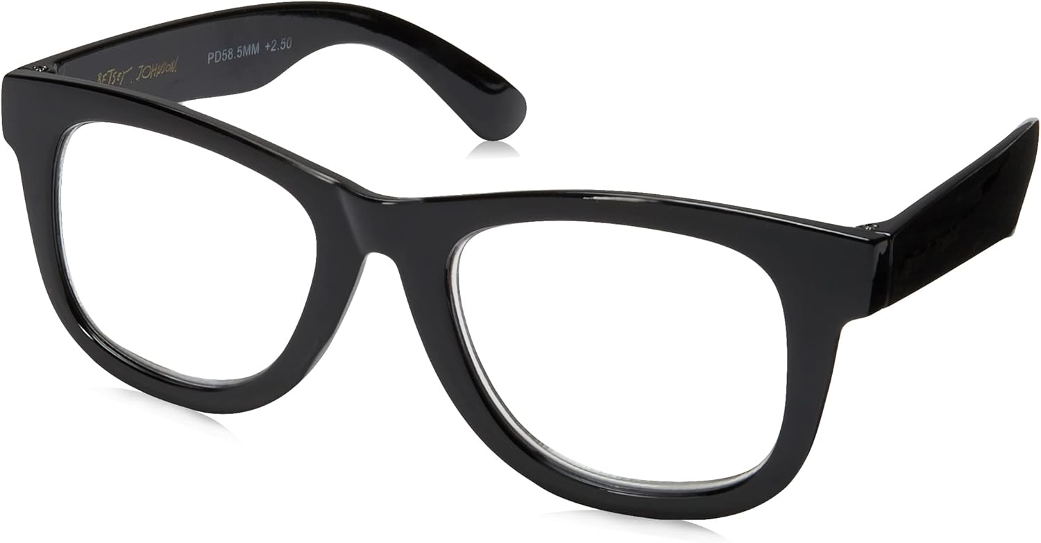 Betsey Johnson womens Thea Blue Light Glasses Reading Glasses, Shiny Black, 142mm