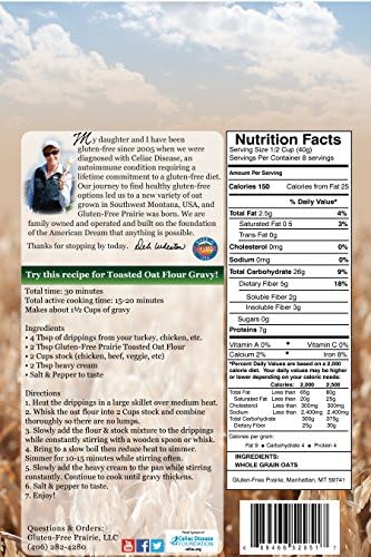 Gluten-Free Prairie Toasted Oat Flour, Certified Gluten Free Purity Protocol, Non-GMO, Vegan, 1 Pound