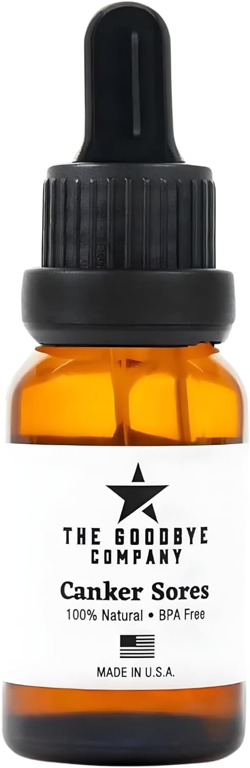 The Goodbye Company Organic Canker Sore Relief Serum, Vegan 15mL - Fast Natural Pain Healing, Gentle Mouth Ulcer Soothing with Clove, Cilantro & Lavender, Chemical-Free, Crafted in USA