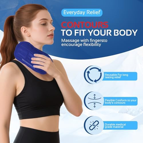 Ice Packs for Injuries Reusable (3-Piece Set) – Hot and Cold Ice Packs for Knee, Reusable Gel Wraps Support, Adjustable Ice Pack Pain Relief for Shoulders, Back Joints Muscles, Knees, Arms and Legs