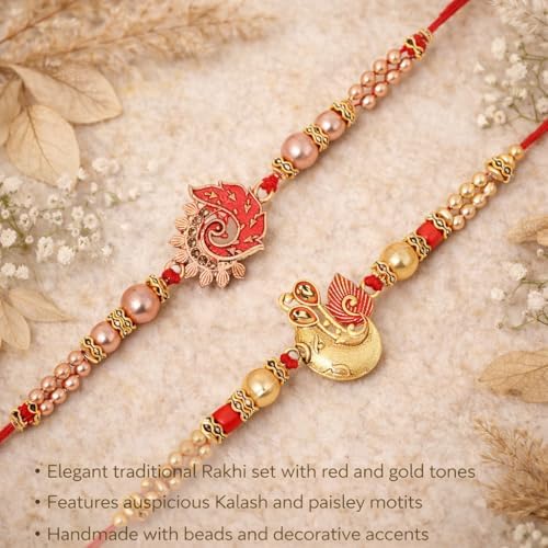 Brother Rakhi with Greeting Card | Rakhi Thread | Rakhi Gifts for Brother, Sister, Bhaiya, Bhabhi for Indian Rakhi Raksha Bandhan Festival (Set of 2)(K4K5)