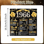 60th Birthday Napkins Party Decorations, 50 Pcs Black Gold Disposable Paper Napkins for Men Women, Back in 1966 Cheers to 60 Years Table Decor, 2 Ply Cocktail Anniversary Party Supplies