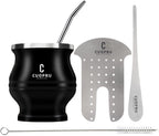 Cuopru Yerba Mate Cup - Mate Gourd Set Includes Double Walled Stainless Steel Tea Cup, Tea Shaper set, Bombilla Straws, Cleaning Brush